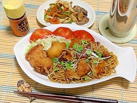 野菜フライで生野菜要らずのおつまみ焼きそば